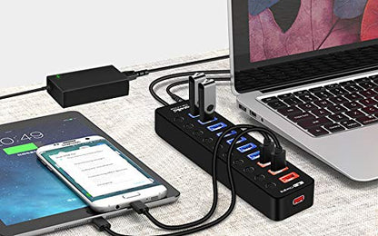 Powered USB 3.0 Hub, atolla 11 Ports, 7 USB 3.0 Data Ports+4 Charging Port