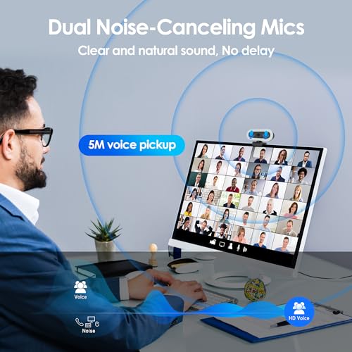 saylas 2K Webcam with Lights, HD Webcam for PC, 2K@60FPS Web cam with Microphone, 65° FOV, Autofocus, Noise Cancellation, Privacy Cover, Web Camera for Computer/Laptop, USB Streaming Computer Camera - color: 2K with light/65° FOV