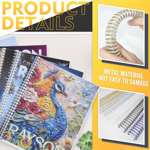 Rayson Wire Binding Spines, 9/16" 3:1 Pitch, 32-Loop, Multicolor, 100 Pack | Includes black, gold, blue, white and silver; choose 9/16" size for medium-thick documents with 3:1 pitch binders. - size: 9/16"