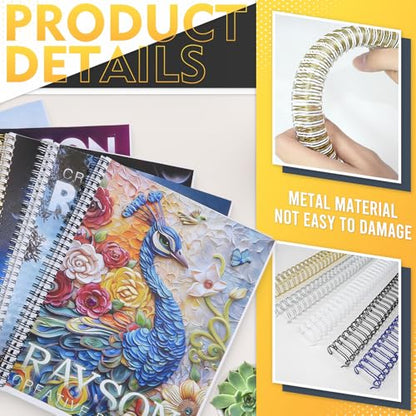 Rayson Wire Binding Spines, 9/16" 3:1 Pitch, 32-Loop, Multicolor, 100 Pack | Includes black, gold, blue, white and silver; choose 9/16" size for medium-thick documents with 3:1 pitch binders. - size: 9/16"