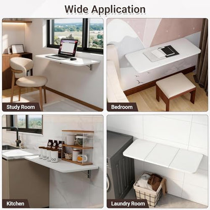 Neoaider Wall Mounted Folding Desk 35.4” x 15.7”, White - color: White, size: 35.4" x 15.7"