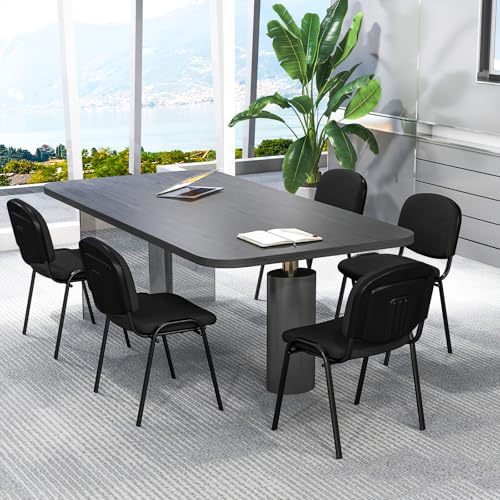 Giantex Set of 5 Conference Chair with Ergonomic Upholstered Seat, Protective Foot Pad, Elegant and Stackable Design for Home & Office, Waiting Room, Guest Room, 5 Pieces Reception Executive Chair Set