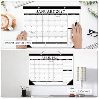 Tcamp Desk Calendar 2026-2027, Large Desktop Calendar (Jul 2026 - Dec 2027) - color: Black+White, size: 17"x12"(Jul 2026-Dec 2027)