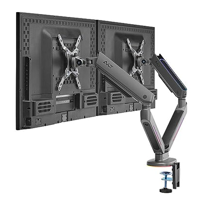 AVLT Dual 27”-43” RGB Gaming Monitor Arm Desk Mount -Dark Gray | 20 Lighting Modes Touch Button Control Fits Flat/Curved/Ultrawide Screen Height Swivel Tilt Rotation Adjustable Monitor - color: Dark Gray - Dual