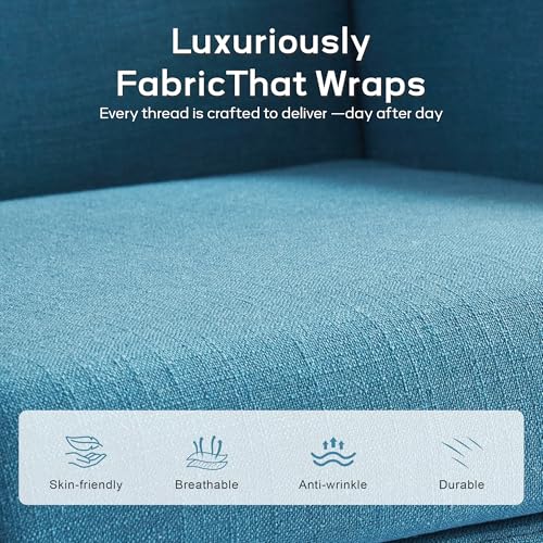 HUIMO Living Room Chairs Set of 2,Upholstered Button Linen Accent Chair | Mid Century Fabric Modern Armchair,Comfy Arm Club Sofa Chairs for Living Room Reading Bedroom,Waiting Room Lake Blue2PCS - color: Lake Blue