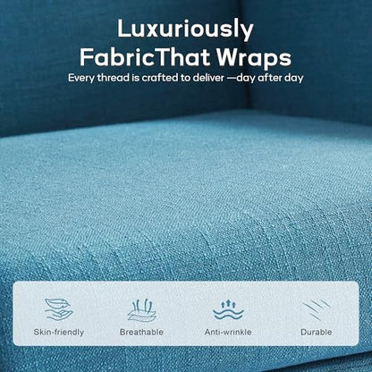 HUIMO Living Room Chairs Set of 2,Upholstered Button Linen Accent Chair | Mid Century Fabric Modern Armchair,Comfy Arm Club Sofa Chairs for Living Room Reading Bedroom,Waiting Room Lake Blue2PCS - color: Lake Blue
