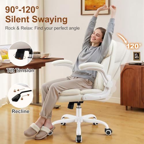 Office Desk Chair, Ergonomic Computer Chair with Unique Dual-Layer Support - color: White