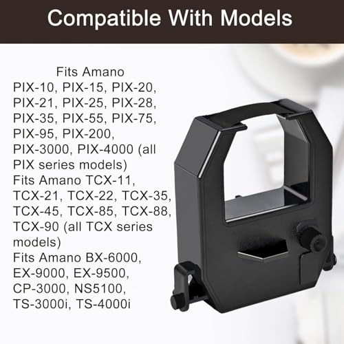 COMPUMATIC Ribbon For Amano PIX & TCX Time Clocks, Black Ink 2-Pack | Replaces Amano CE-315151 and fits all Amano PIX & TCX Models 10/11/15/20/21/22/25/28/35/45/55/75/85/88/90/95/200/3000/4000