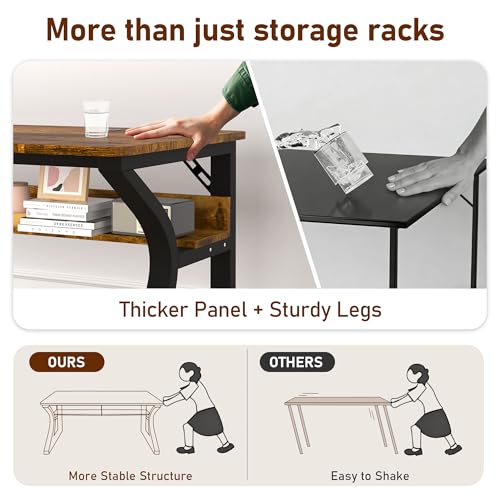 Oraspala﻿ Computer Desk 47 Inch Large Comouter Desk Home Office Desks with Storage Shelf Working Desk with Stable C-Shaped Legs Spacious Desktop for Home Office Gaming & Study (Brown, 47inch)