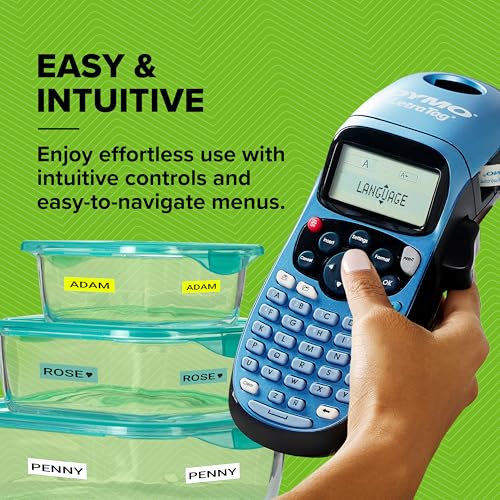 Dymo LetraTag LT-100H Label Maker Starter Kit | Handheld Label Maker Machine | with Paper & Clear Plastic Label Tape | Ideal for Office or Home