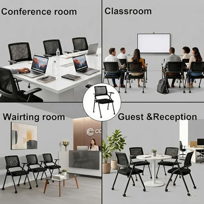 [20 Pack] Folding Office Chair on Wheels, Heavy Duty Conference Chair