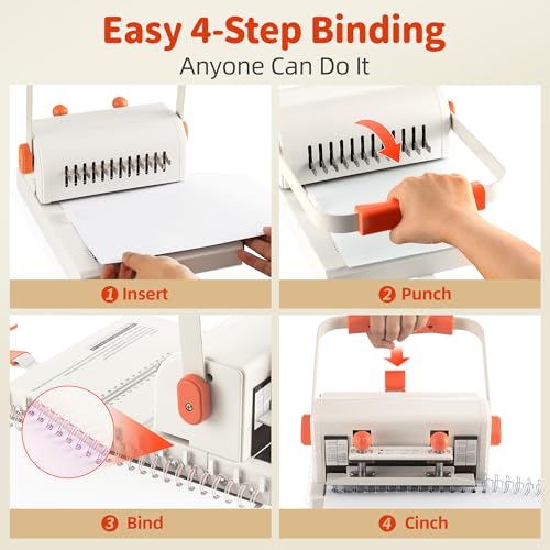 Binding Machine Kit 2:1 Hole Pitch Book Binding Kit with 10PCS 5/8'' Wires and Plier, Manual Paper Punch Binder for DIY Notebooks, Journals, Albums, School Projects, Home/Office Use
