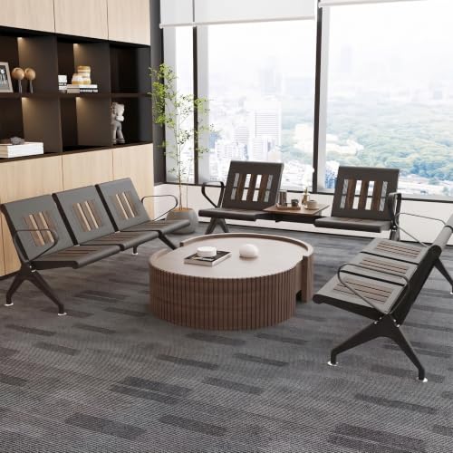 wonline Waiting Room Chairs 2 Seat w/Table, Waiting Room Chairs with Arm, Office Furniture Lobby Conference Reception Bench Office Guest Seating for Clinic Airport Hospital Barber Salon Bank - size: 2 Seat with Table