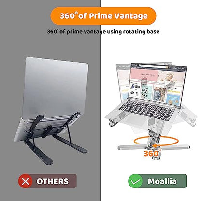 MOALLIA N86 360 Rotating Laptop Stand for Desk with Locking Knobs, Silver - color: Silver