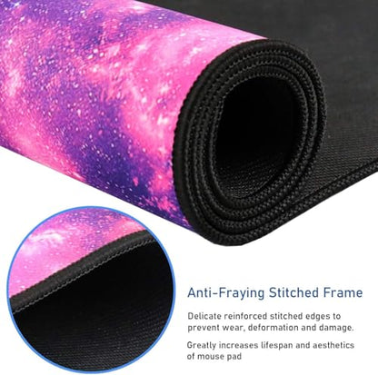 Gaming Mouse Pad with Stitched Edges (35.4X15.7In) Waterproof Desk Pad - color: Galaxy, size: 35.4L x 15.7W inches