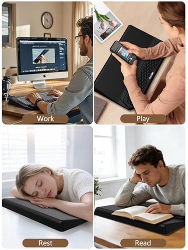 2-in-1 Ergonomic Keyboard Stand with Wrist Rest, Black - color: Black