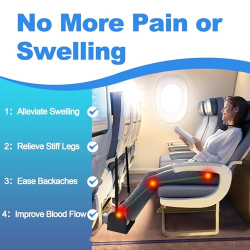 Airplane Foot Hammock with Removable Base & Memory Foam - Wide Hardboard Support No-Collapse Foot Rest for Long Flights, Office, Travel - Thickened Design Relieves Foot Pain (Black, Travel Essentials) - size: 1 Pack