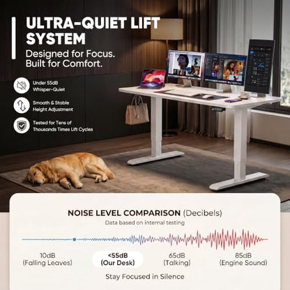Furmax 48 Inches Electric Height Adjustable Standing Desk Home Office Desk - color: White, size: 48 Inch