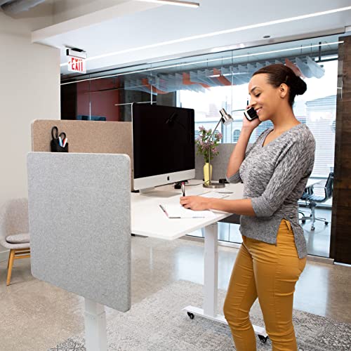 Stand Up Desk Store ReFocus Clamp-on Acoustic Desk Divider Privacy Panel that Reduces Noise and Visual Distractions (Cool Gray, 59" X 23.6") - color: Cool Gray, size: 60" X 24"