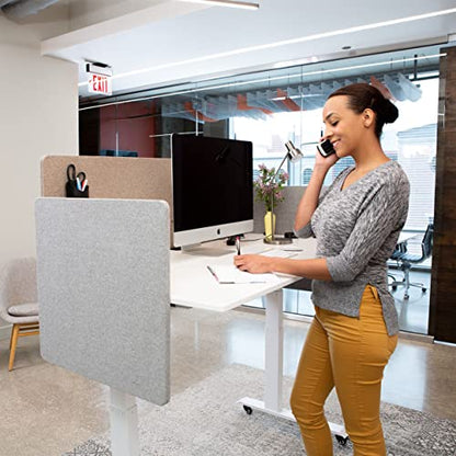Stand Up Desk Store ReFocus Clamp-on Acoustic Desk Divider Privacy Panel that Reduces Noise and Visual Distractions (Cool Gray, 59" X 23.6") - color: Cool Gray, size: 60" X 24"
