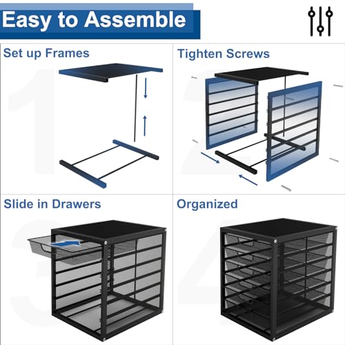 Natwind Mesh Desk Organizer with 6 Tier Sliding Drawers,Black | Paper Sorter, Multi-Functional Home Office Supplies Storage Tray for Letters, Documents,Mail, Files, Arts & Crafts Supplies - size: 6 drawers