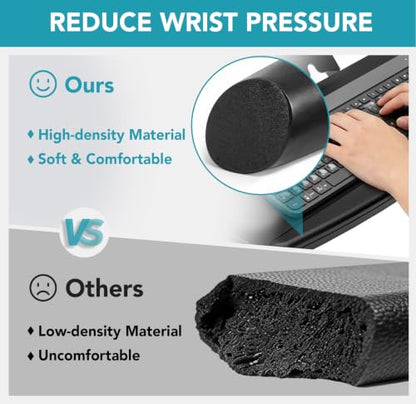 Keyboard Tray Under Desk with Storage Drawer, Height Adjustable Keyboard Tray Slide Out 360° Swivel Tilt, Ergonomic Under Desk Mount Keyboard & Mouse pad Lighting, Black - size: 25” Length with Lighting