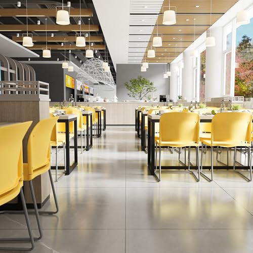 EMMA + OLIVER Home and Office Guest Chair Yellow Full Back Contoured | Sled Base, Powder Coated, Contoured, 880 LBS. Weight Capacity - color: Yellow