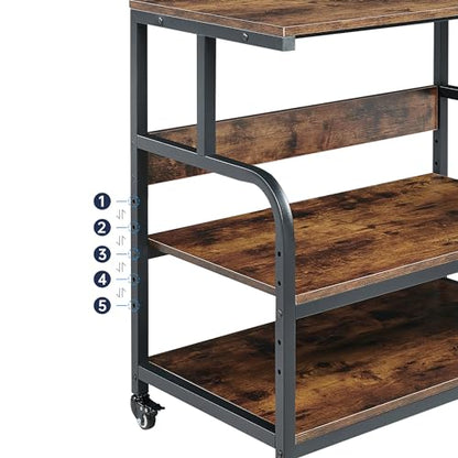 Fannova 32.3" Wide Extra Large Printer Stand with Adjustable Storage Shelf - color: Rustic Brown, size: 32.3"W x 18.9"D x 32.1"H