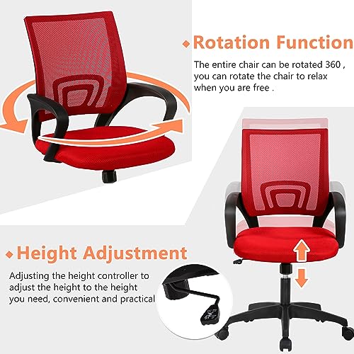PayLessHere | Office Chair | Red | Pack of 1 | with Lumbar Support - color: Red, style: pack of 1