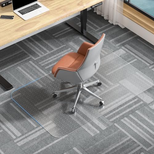 Office Chair Mat for Carpet, 55" X 36" X 0.09" Carpet Chair Mats, Clear and Thick Rolling Computer Chair Mat with Non-Slip Studded for Home and Office Low Pile Carpets - size: 55" X 36" Carpet