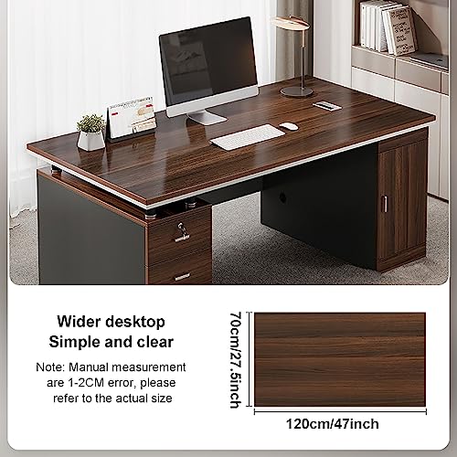 Home Office Computer Desk with 3 Drawers,Wood Frame Writing Desk Laptop Study Table with Large Desktop Surface,Study Desk Workstation with CPU Storage Cabinet