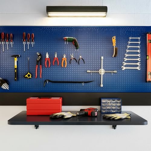 VIVO Black 43 x 18 in Wall Mounted Folding Workbench, MOUNT-SF1FB - color: Black