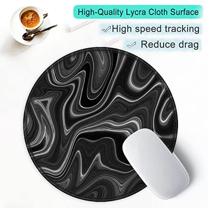 ITNRSIIET Round Mouse Pad with Stitched Edge Premium-Textured Waterproof Non-Slip Rubber Base Desktop Protection Mat Diameter 8.7 inches, Abstract Black and White - color: Abstract Black and White