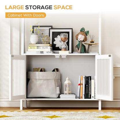 Ladder Shelf with Drawers, Bookshelf 4-Tier Bamboo Bookcase with 6 Hooks - color: 4-tier White