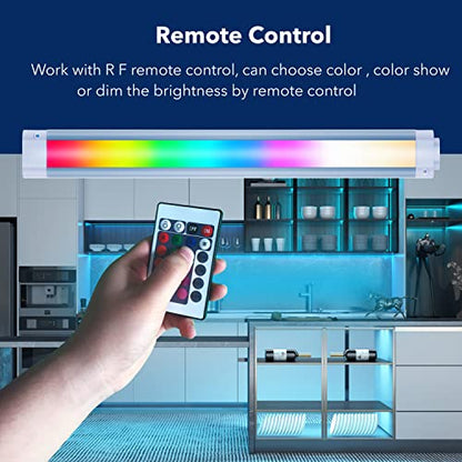 LED Smart Under Desk Lights Plug in White & RGB Color Changing Dimmable with Remote. Alexa, Google Enabled. Under Counter Lighting Bar for Kitchen, Shelf, Cupboard, Cabinet, Monitor (1-Bar Kit, 12")