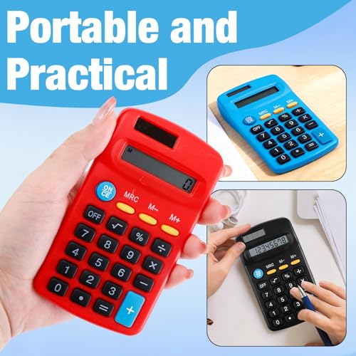 18Pack Mini Calculators, Solar Dual Power Basic Calculator, 6 Color