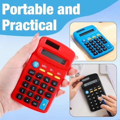 18Pack Mini Calculators, Solar Dual Power Basic Calculator, 6 Color