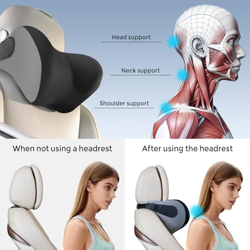 BEBAS Ergonomic Car Headrest Pillow, Memory Foam Neck Support, BlackGray - color: Black Gray