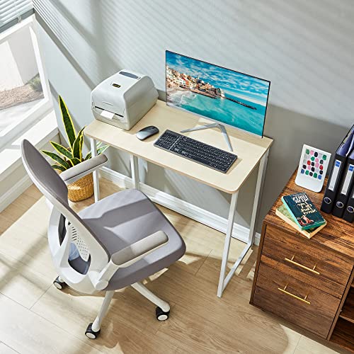 WOHOMO Folding Desk, 39.4" Foldable Computer Table for Small Spaces, Oak - color: Beige, size: Large Size:39.4 x 15.7