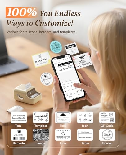 NIIMBOT B21 Label Maker, Thermal Label Printer, Portable Inkless Label Makers for Home/Office/Business, with 1 Pack 50x30mm White Label, Compatible with iOS & Android, (White) | Thermal Label Printer with 1 Pack 50x30mm White Label for Home/Office/Busines