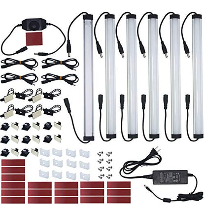 Litever Kitchen Under Cabinet LED Lighting Kit Plug-in, Super Bright, 6 PCS 12 Inches Light Bars, Daylight White, 31W 2000 Lumen, Perfect for Kitchen Cabinet Counter Shelf-(6 Bars Kit-5000K) - color: Black Cable-Daylight White 5000K