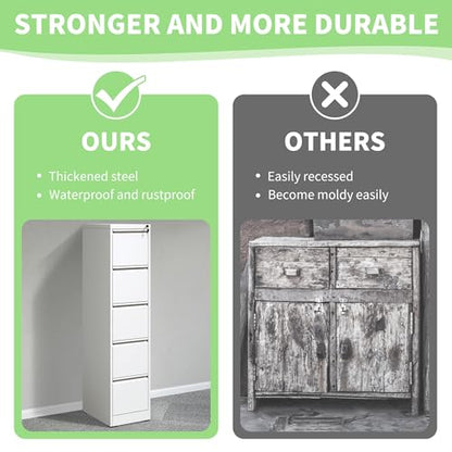 Metal File Cabinet with Drawer Heavy Duty Locking File Cabinets | Home Office Steel Filing Cabinet Vertical File Cabinets for Legal/Letter Size File,Assembly Required - color: White, size: 64.2"H-5 drawers