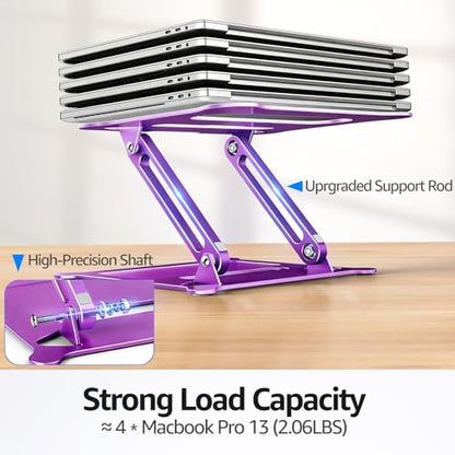 Urmust Adjustable Laptop Stand for Desk, 10-15.6“ Laptop Riser, Purple - color: E-Purple
