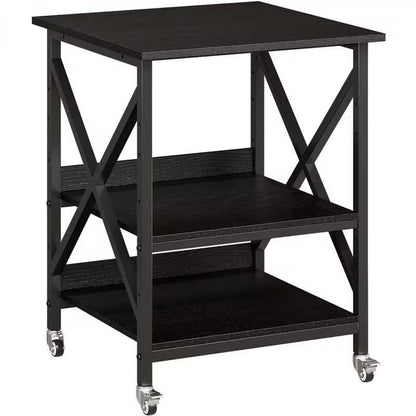 VENNQD 23.6 x 23.6 x 30.3 Inches Printer Stand, Large Printer Table with Adjustable Middle Shelf, Rolling Printer Cart with Wheels, 3 Tier Printer Table for Home Office Living Room Scanner Fax, Black - color: Black