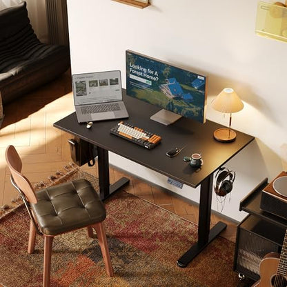 Claiks Electric Height Adjustable Standing Desk, 48x24 Inch, Deep Black | Smooth Height Adjustment, 3 Memory Presets, Cable management hub & hook, Stable Steel Frame, 156 lbs Capacity, Easy Assembly - color: Deep Black, size: 48