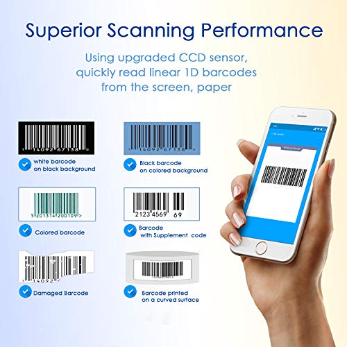 NADAMOO Wireless Barcode Scanner Compatible with Bluetooth Function, 2.4G Wireless & Wired 3-in-1 Bar Code Scanner Portable USB CCD Reader, Work with Tablet iPhone iPad Android Windows Mac OS-Purple - color: Purple