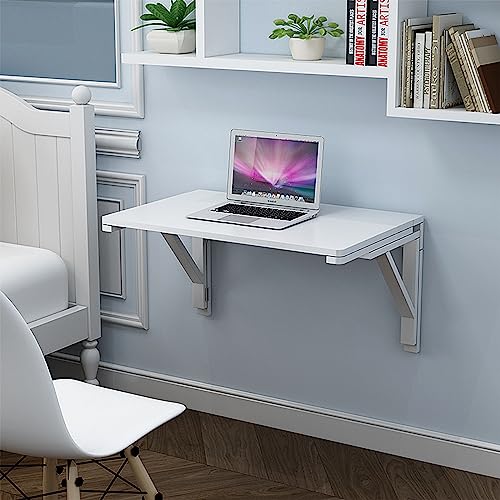 MM MELISEN Wall Mounted Folding Table, 80x60cm, White, Space-Saving Design - color: White, size: 80X60CM/32X24IN