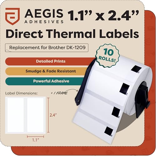 Replacement for Brother DK-1209, 1.1x2.4 Inches Thermal Barcode Labels - size: 1.1" X 2.4" - 1209