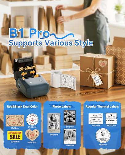 NIIMBOT B1Pro Label Maker, 300DPI HD Label Printer with 3 Roll Label, Blue - color: Blue Set