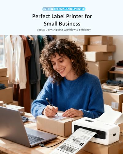 iDPRT Bluetooth Thermal Shipping Label Printer, Wireless 4x6 Shipping Label Printer, Compatible with Android, iPhone, Windows & Mac, Widely Used for, Amazon, Shopify, Etsy, USPS, SP460BT - color: Black